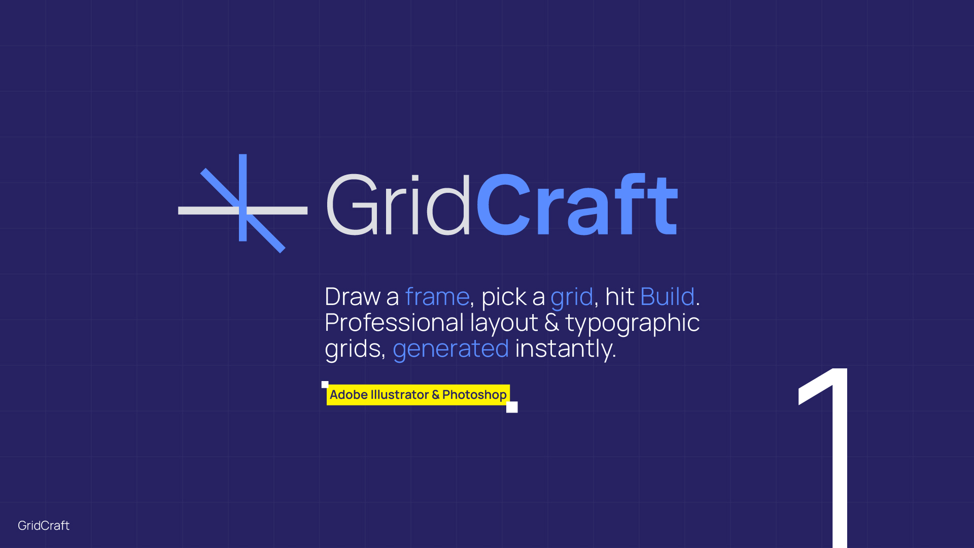 GridCraft grid plugin for Adobe Illustrator and Photoshop — cover slide